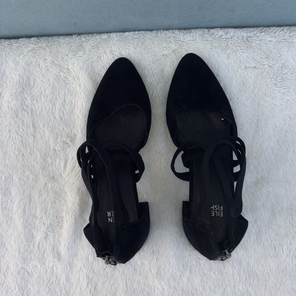 NWOT Eileen Fisher Black Suede Heels with Straps Size 7‎ - Picture 6 of 9